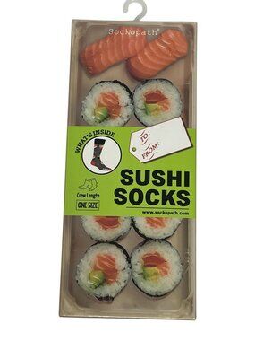Sushi Gift Box Novelty Food Crew Socks • One Size Adult Unisex